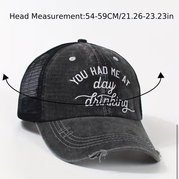 Ponytail Baseball Cap| Embroidered Black Washed Distressed Trucker Hat For Women - Picture 4 of 6
